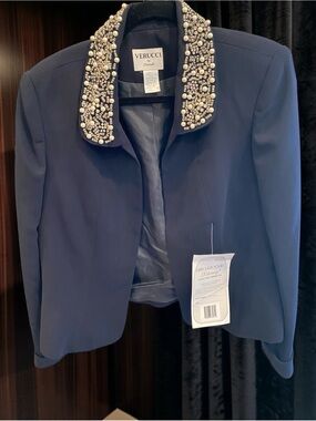 Vintage NWT Verucci Pearl-Embellished Collar Blazer